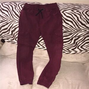 Phat Farm stretch small Burgundy Jogger Pants with Drawstring